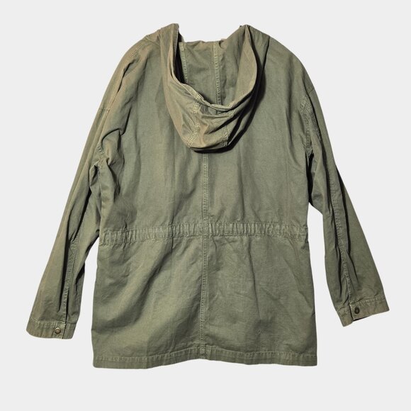 American Eagle Hooded Utility Jacket Coat Army Green L Zip Up Pockets Gorpcore - Picture 6 of 11